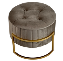 Load image into Gallery viewer, Beige Velvet Round Storage Ottoman with Gold Frame