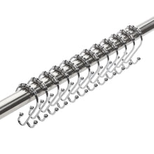 Load image into Gallery viewer, Chrome Double Roller Shower Hooks, Set of 12