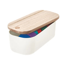 Load image into Gallery viewer, Compact Storage Bin With Wood Lid
