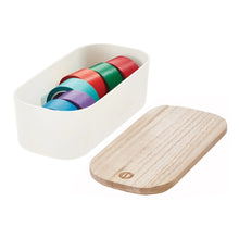 Load image into Gallery viewer, Compact Storage Bin With Wood Lid