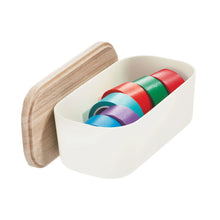 Load image into Gallery viewer, Compact Storage Bin With Wood Lid