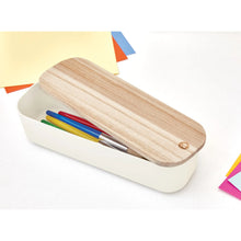 Load image into Gallery viewer, Compact Storage Bin With Wood Lid