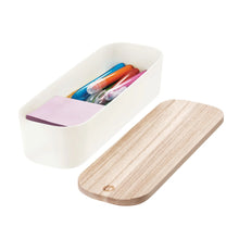 Load image into Gallery viewer, Compact Storage Bin With Wood Lid