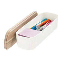 Load image into Gallery viewer, Compact Storage Bin With Wood Lid