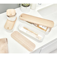 Load image into Gallery viewer, Compact Storage Bin With Wood Lid