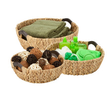 Load image into Gallery viewer, Round Natural Baskets with Wooden Handles