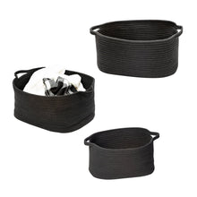 Load image into Gallery viewer, Black Cotton Coil Baskets with Handles