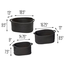 Load image into Gallery viewer, Black Cotton Coil Baskets with Handles