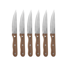 Load image into Gallery viewer, 6pc Triple Rivet Walnut Steak Knife Set