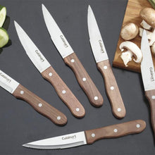 Load image into Gallery viewer, 6pc Triple Rivet Walnut Steak Knife Set