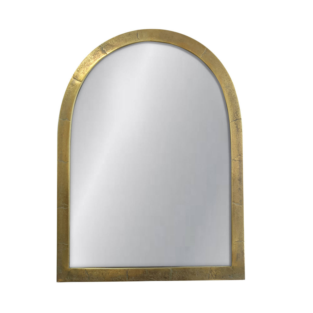 Antique Textured Arched Metal Frame Mirror