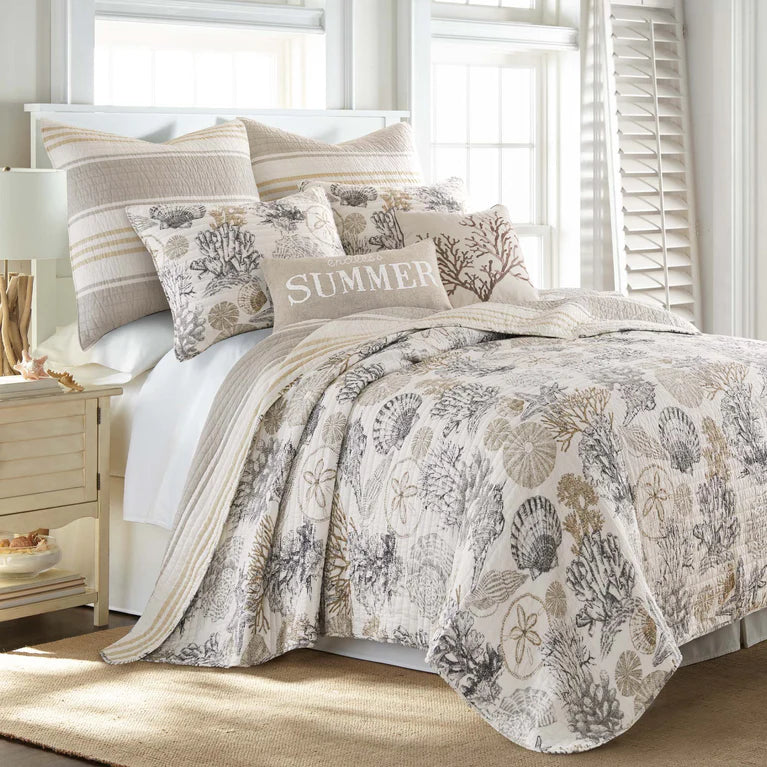 Caspian Sea Neutral Reversible Quilt Set