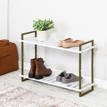 Load image into Gallery viewer, 2-Tier Tubular Metal Shoe Rack
