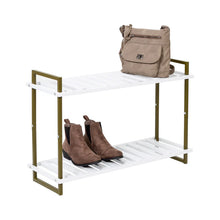 Load image into Gallery viewer, 2-Tier Tubular Metal Shoe Rack
