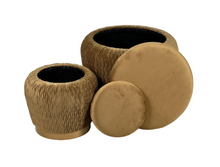 Load image into Gallery viewer, Gold Velvet Round Storage Ottoman
