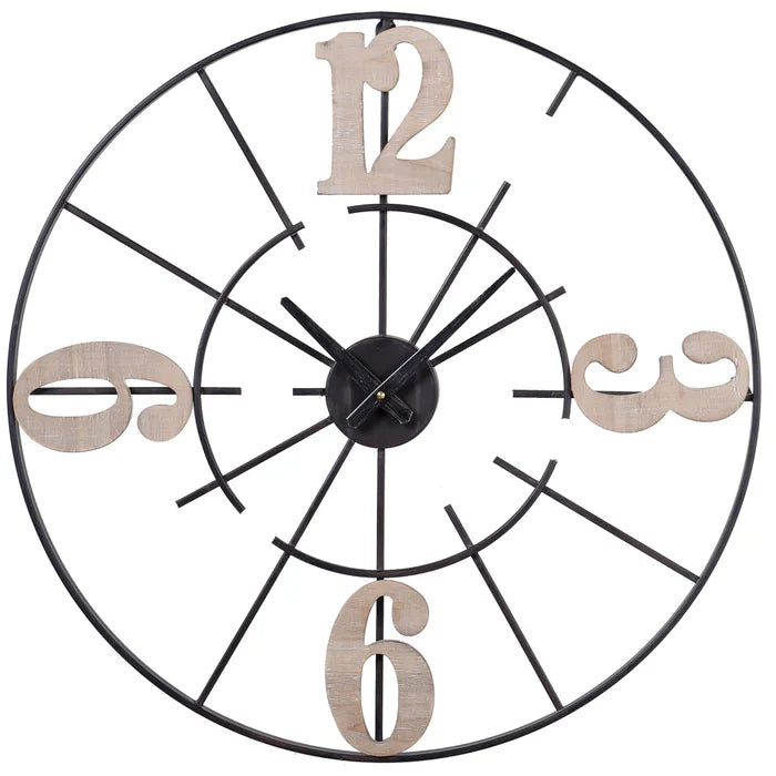TWO TONE WALL CLOCK - METAL & WOODEN