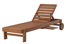 Load image into Gallery viewer, Wooden Sun Lounger With Wheels
