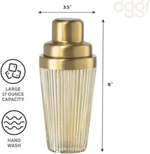 Load image into Gallery viewer, Vintage Ribbed Glass Cocktail Shaker, 16oz
