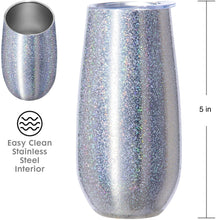 Load image into Gallery viewer, Silver Sparkle Thermo Insulated Flute, 6oz
