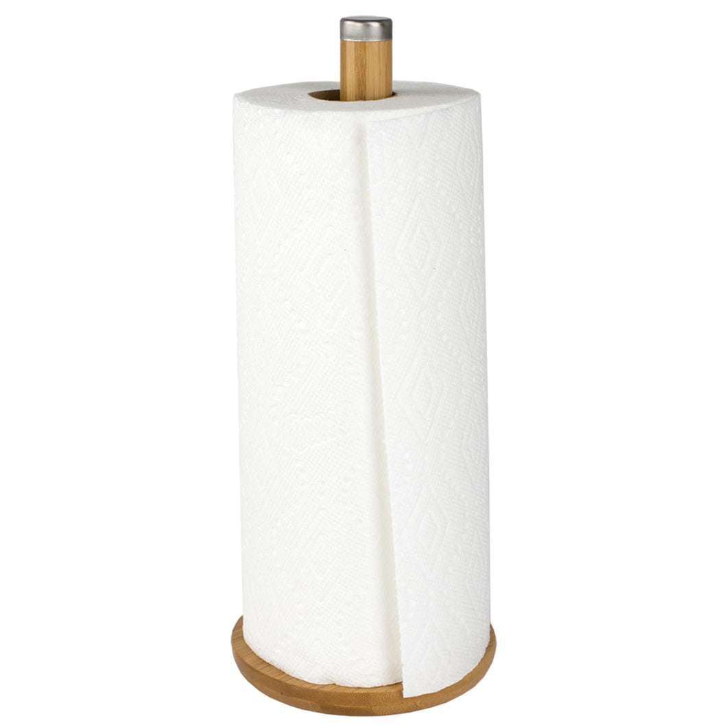 Bamboo Paper towel Holder With Stainless Steel Finial