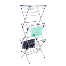 Load image into Gallery viewer, 3-Tier Folding Metal Clothes Drying Rack with Mesh Top
