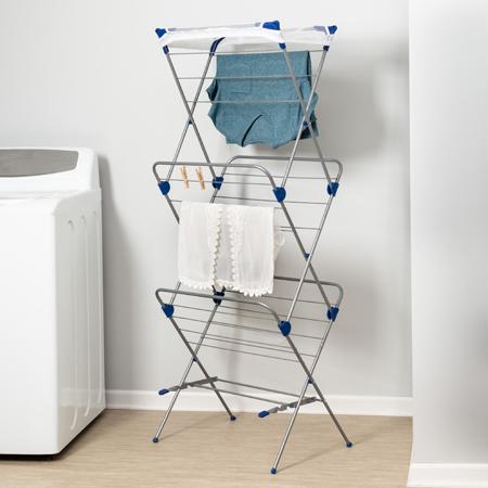 3 Tier Folding Metal Clothes Drying Rack with Mesh Top SIRO HOME