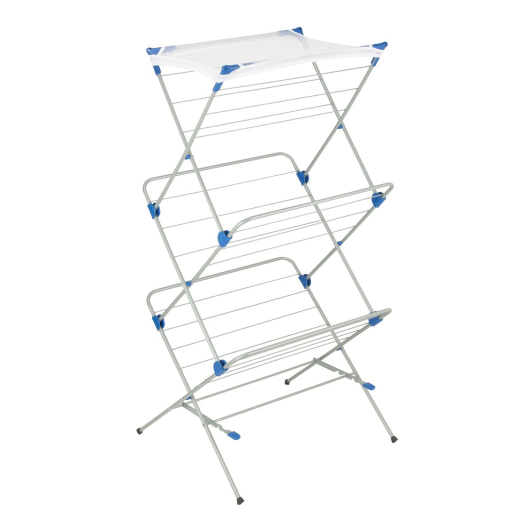 3-Tier Folding Metal Clothes Drying Rack with Mesh Top – SIRO HOME