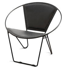 Load image into Gallery viewer, BLACK LEATHER METAL HOOP CHAIR
