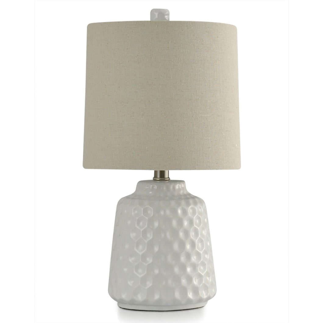 WHITE GLAZE DIMPLED TABLE LAMP