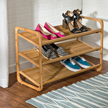 Load image into Gallery viewer, 3-Shelf Bamboo Shoe Rack
