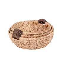 Load image into Gallery viewer, Round Natural Baskets with Wooden Handles
