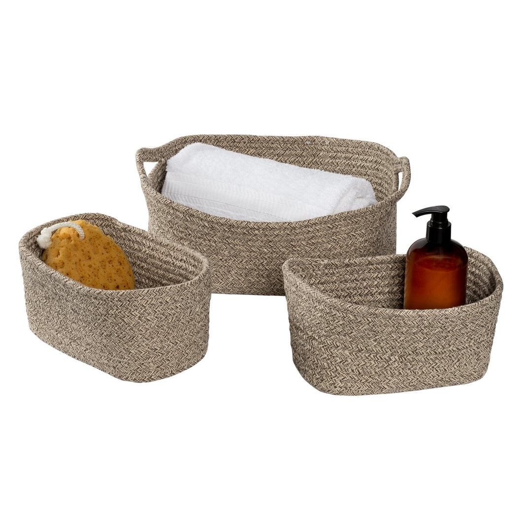 Nested Cotton Baskets with Handles 3PC Set