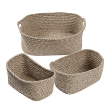 Load image into Gallery viewer, Nested Cotton Baskets with Handles 3PC Set
