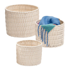 Load image into Gallery viewer, White Metal Frame Nesting Round Rope Baskets
