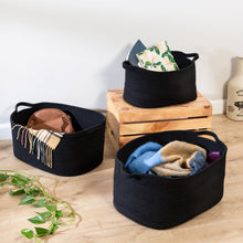 Load image into Gallery viewer, Black Cotton Coil Baskets with Handles
