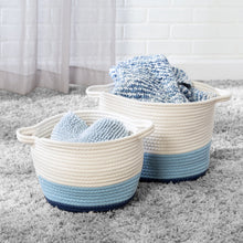 Load image into Gallery viewer, Cotton Rope Storage Basket Set, Blue Ombré
