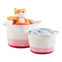 Load image into Gallery viewer, Cotton Rope Storage Basket Set, Red Ombré
