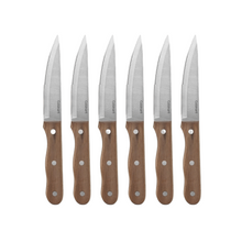 Load image into Gallery viewer, 6pc Triple Rivet Walnut Steak Knife Set

