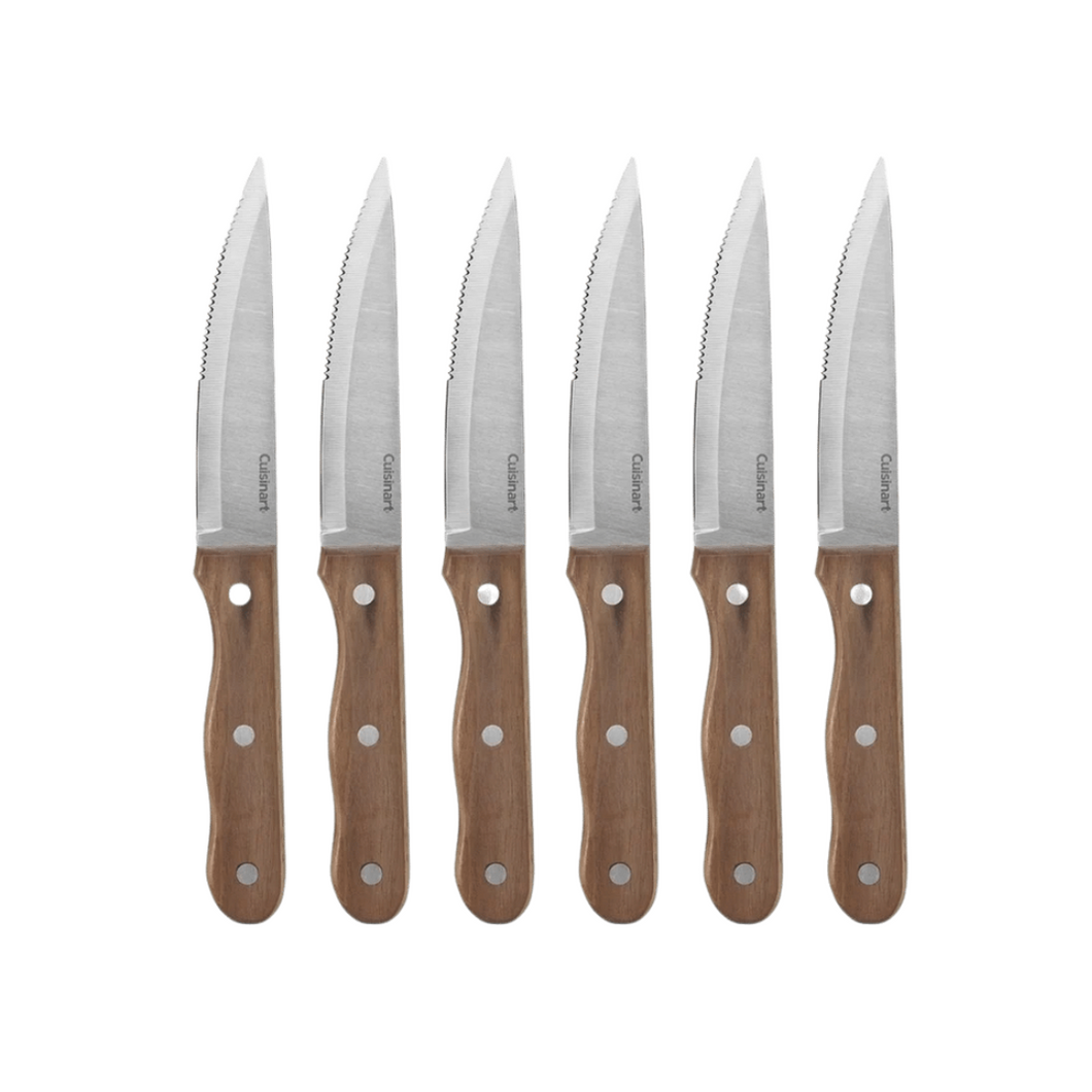 6pc Triple Rivet Walnut Steak Knife Set