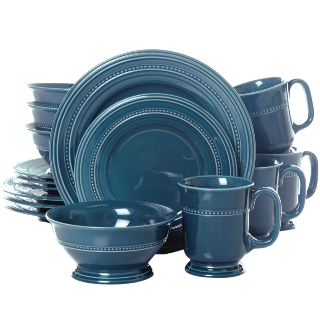 Gibson Elite Barberware 16pc Dinnerware Set, Blue
