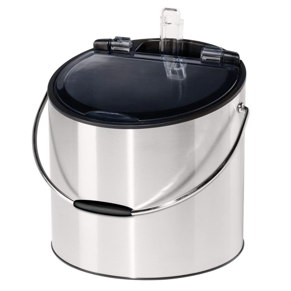 Stainless Steel Ice and Wine Bucket with Flip Top Lid and Ice Scoop