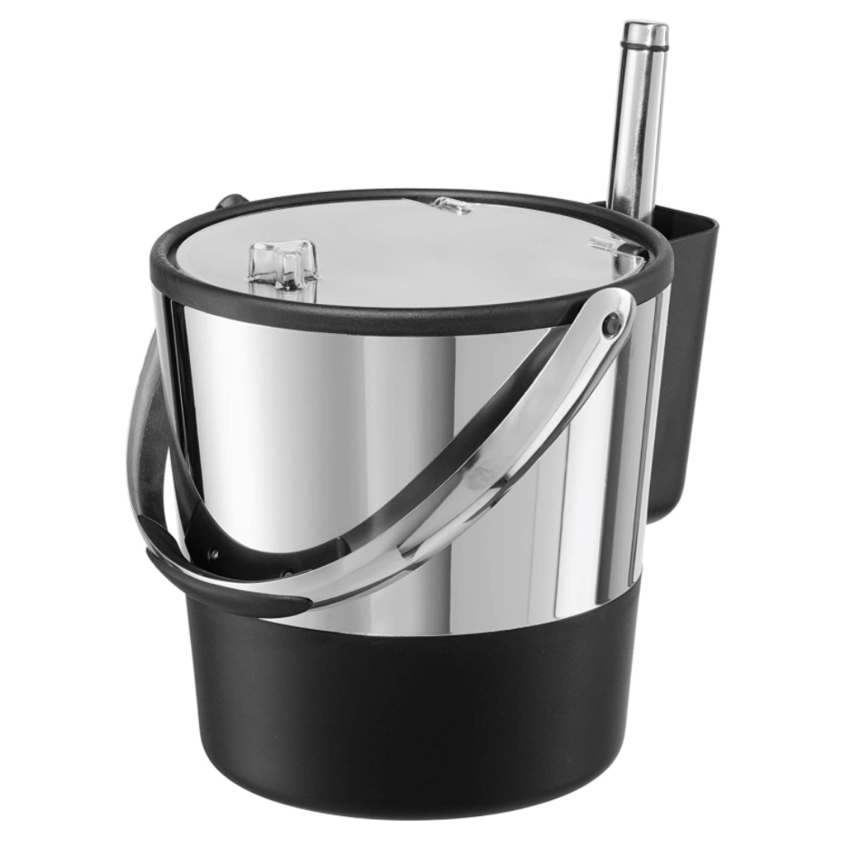Stainless Steel Ice Bucket with Acrylic Lid and Scoop