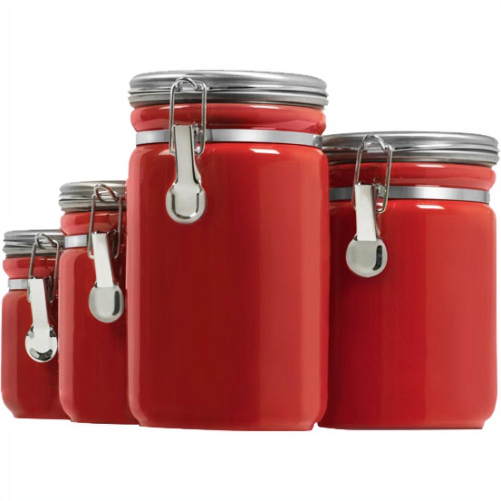 Ceramic Food Storage Canister Set - Red