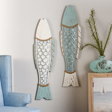 Load image into Gallery viewer, Weathered Wood &amp; Metal Fish Coastal Wall Art
